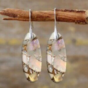 Boho Chic Resin Oval Earrings Multicolor Hypoallergenic Dangle Jewelry